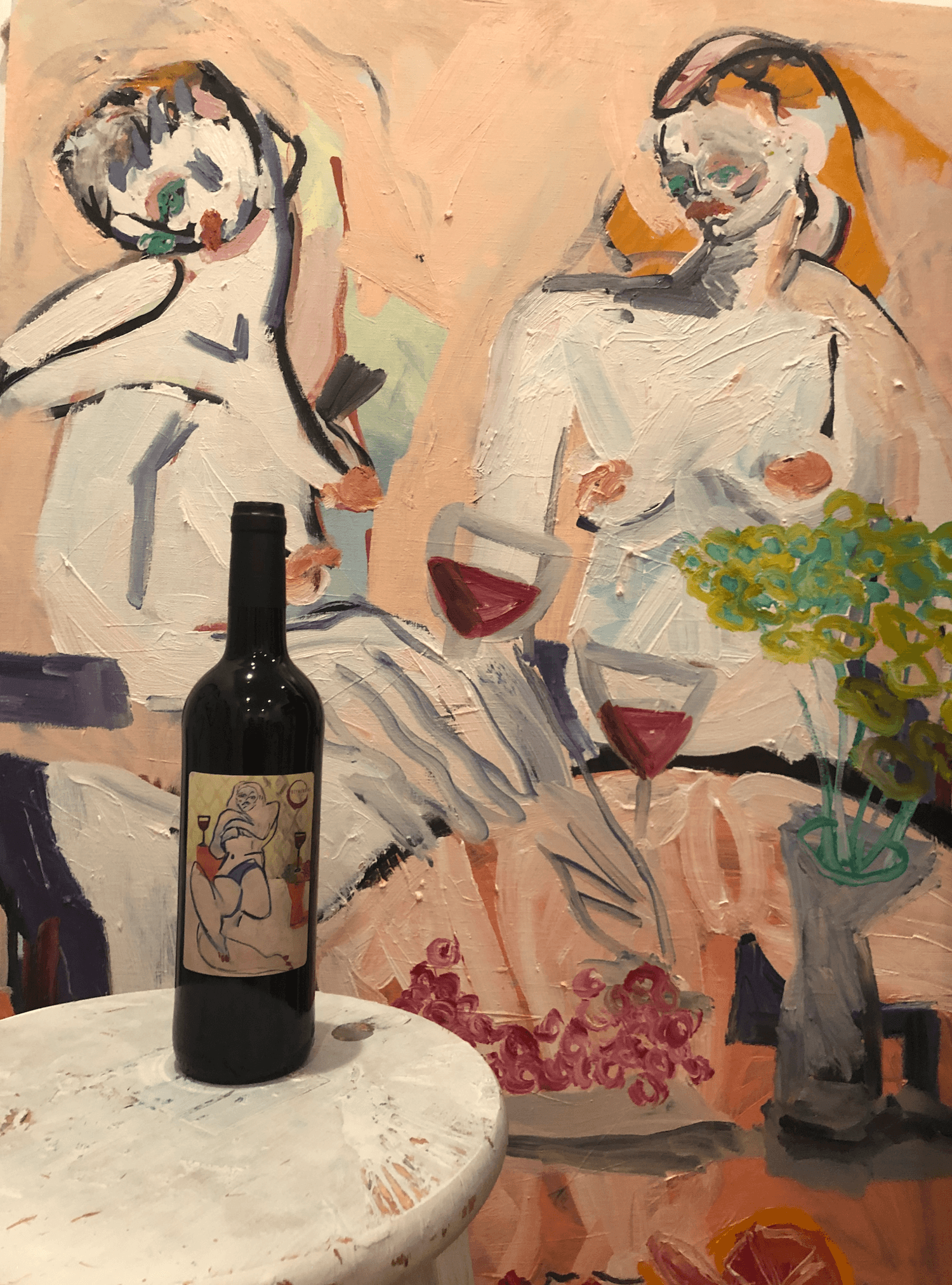 Mozzarella Spread, the painting by Jay Miriam featured on the 2018 Ozymandias Wines label